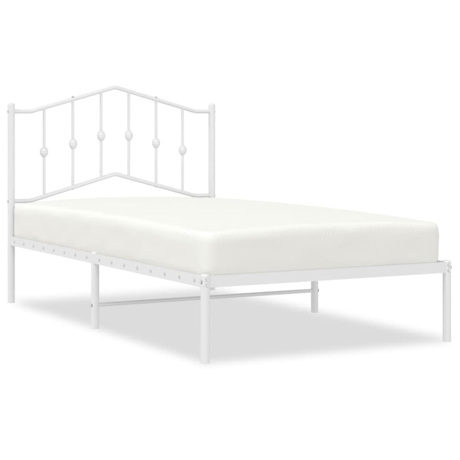 Bedframe Metaal 100 x 190 cm Wit met hoofdbord