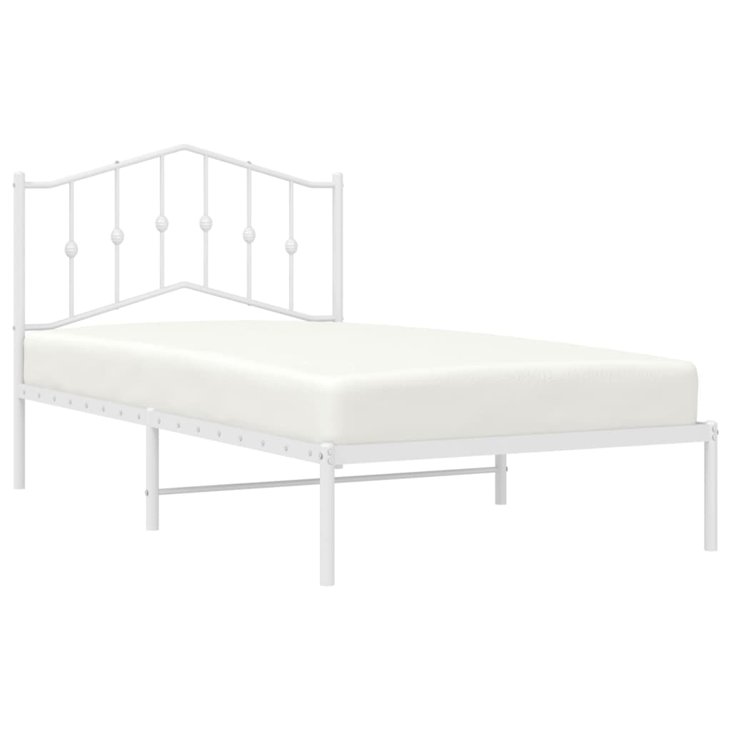 Bedframe Metaal 100 x 190 cm Wit met hoofdbord