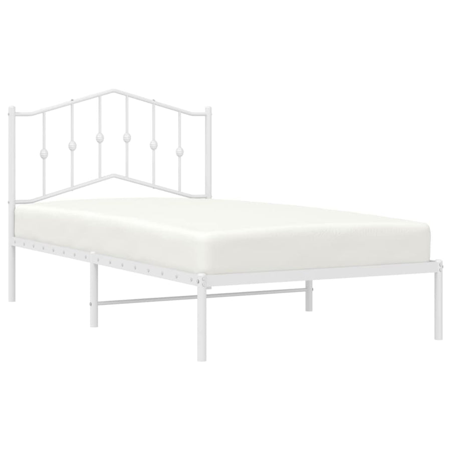 Bedframe Metaal 100 x 190 cm Wit met hoofdbord