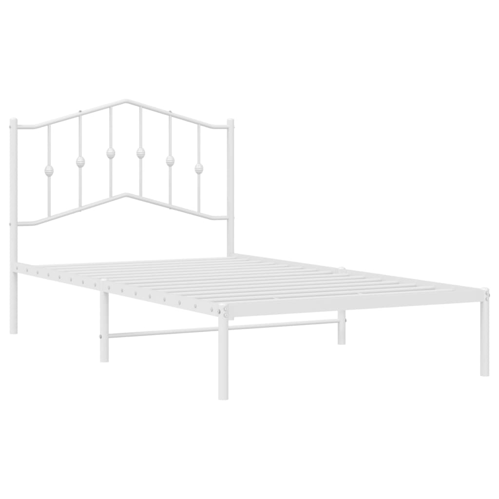 Bedframe Metaal 100 x 190 cm Wit met hoofdbord