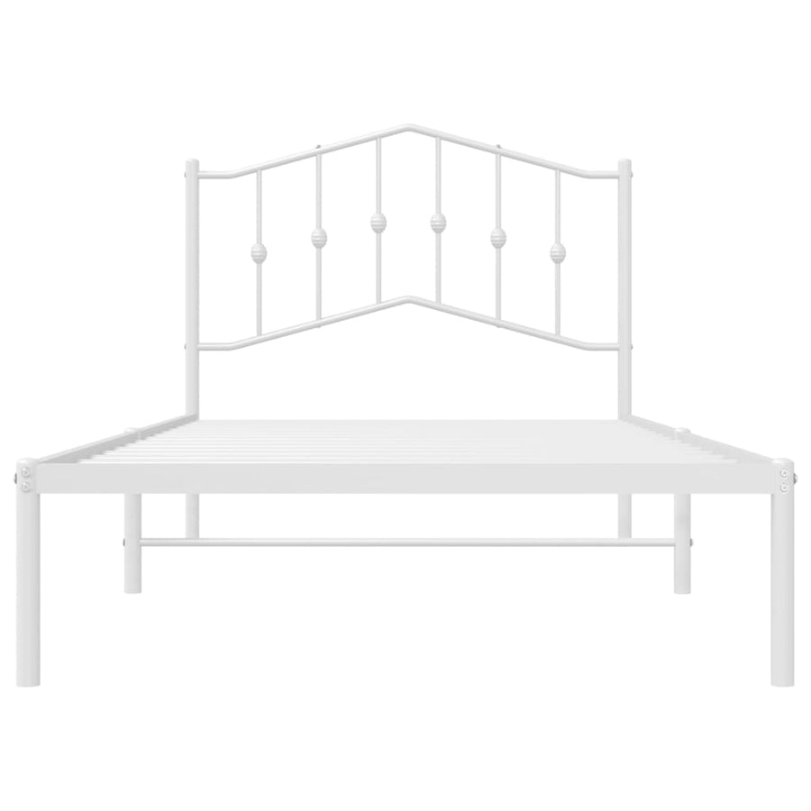 Bedframe Metaal 100 x 190 cm Wit met hoofdbord