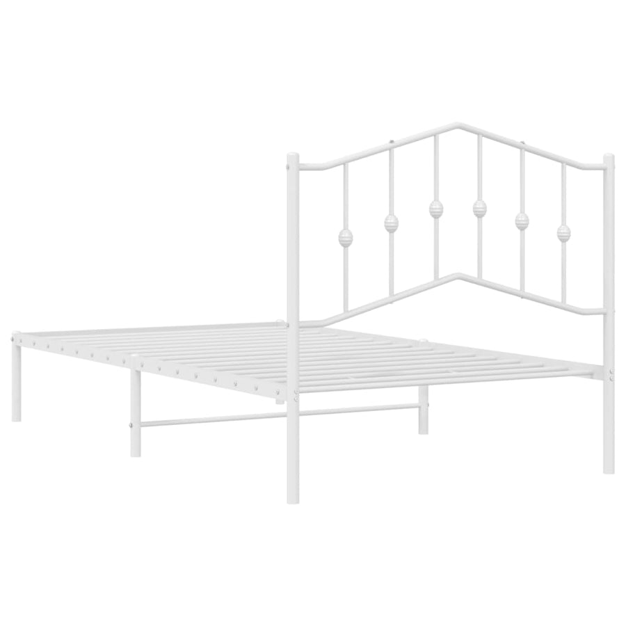Bedframe Metaal 100 x 190 cm Wit met hoofdbord