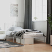 Bedframe metaal wit 100x190 cm met hoofdbord