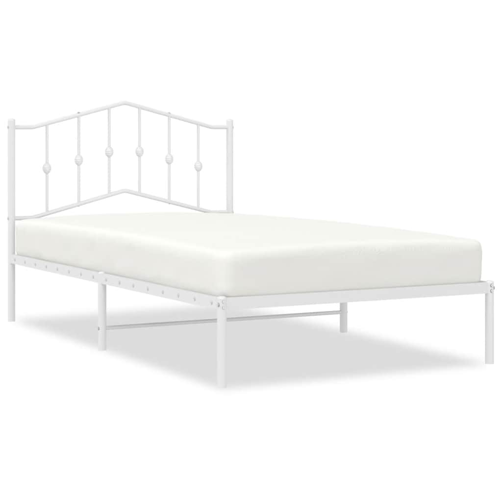 Bedframe Metaal 100 x 200 cm Wit met hoofdbord