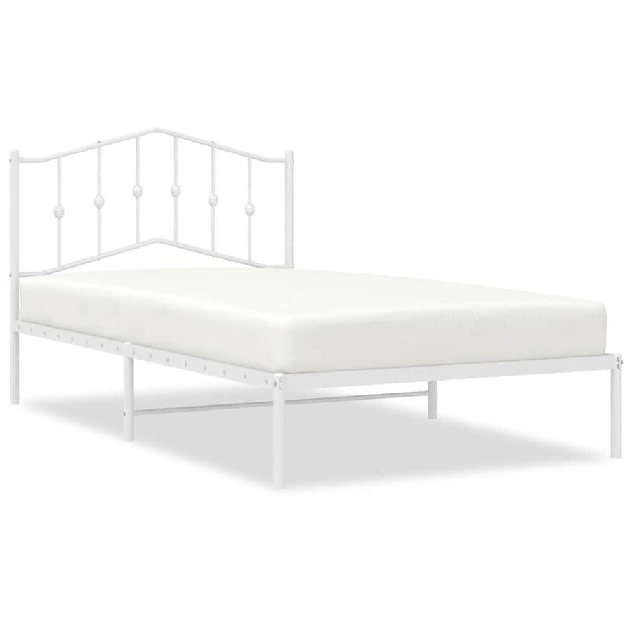Bedframe Metaal 100 x 200 cm Wit met hoofdbord