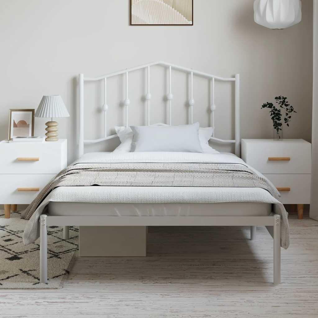 Bedframe Metaal 100 x 200 cm Wit met hoofdbord