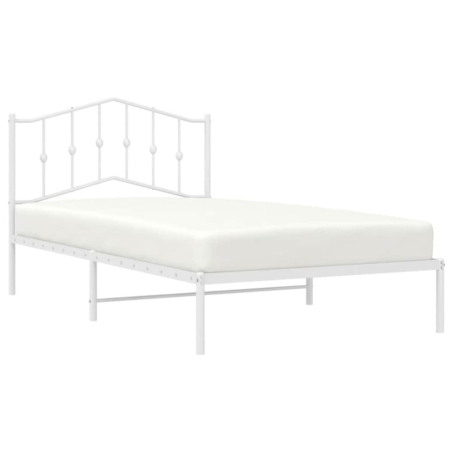 Bedframe Metaal 100 x 200 cm Wit met hoofdbord