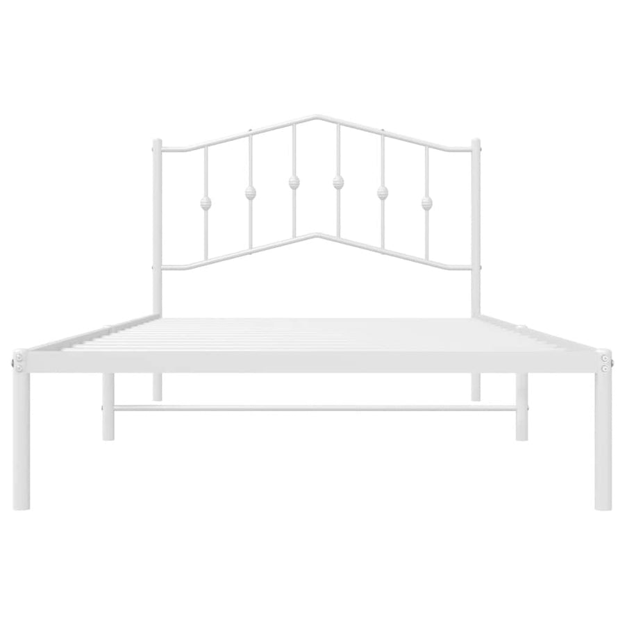 Bedframe Metaal 100 x 200 cm Wit met hoofdbord