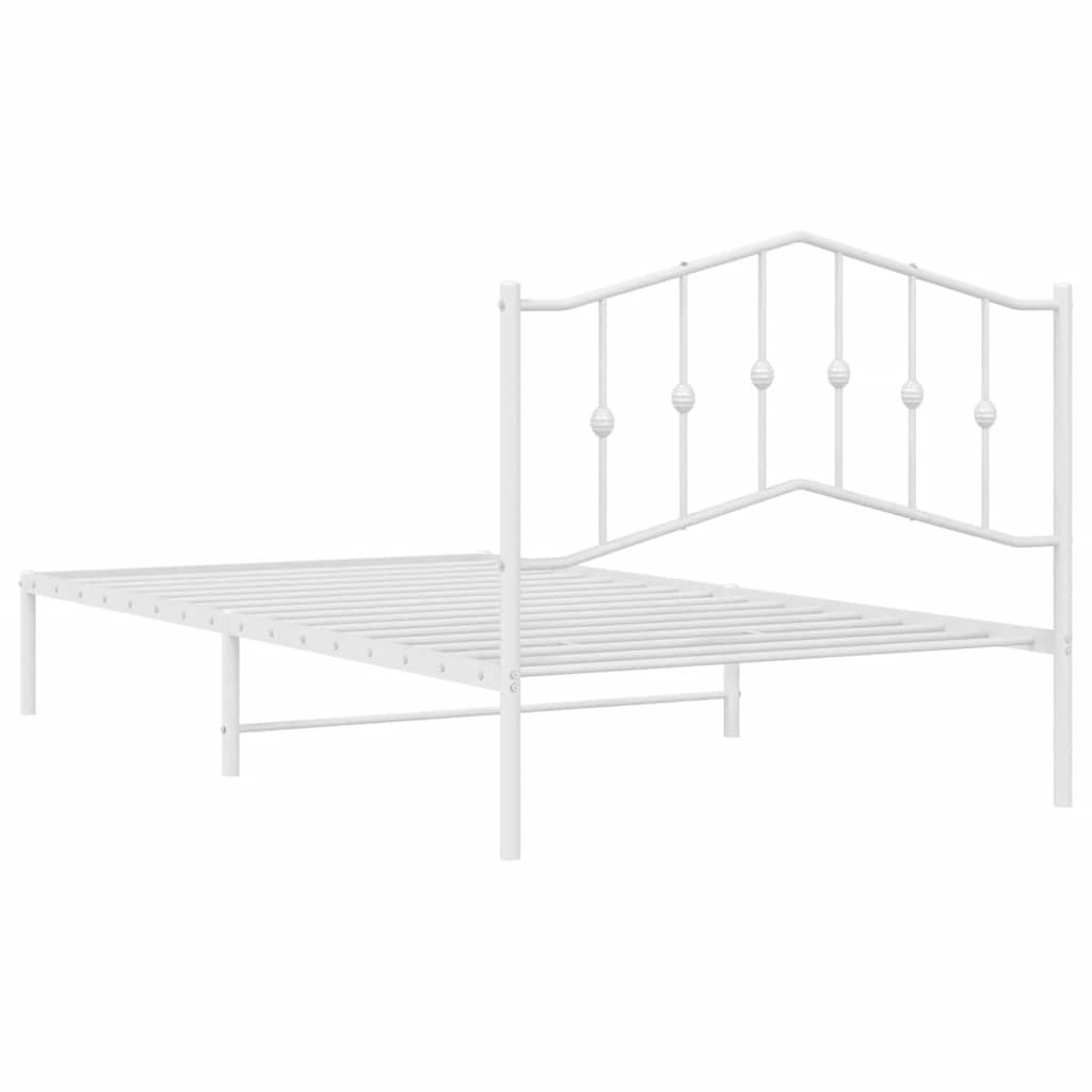 Bedframe Metaal 100 x 200 cm Wit met hoofdbord