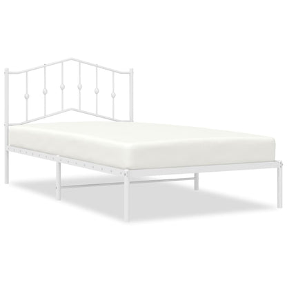 Bedframe Metaal 107 x 203 cm Wit met hoofdbord