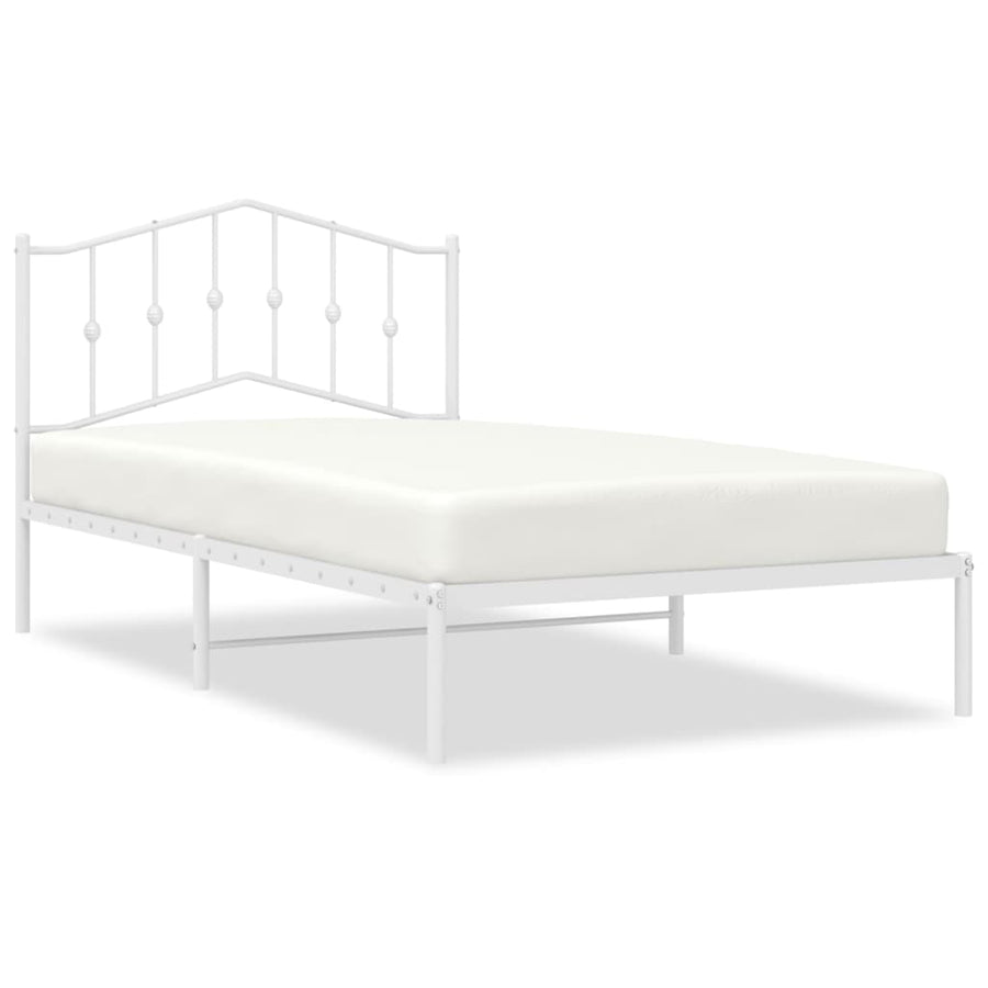 Bedframe Metaal 107 x 203 cm Wit met hoofdbord