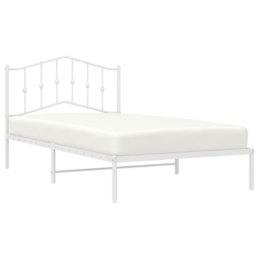 Bedframe Metaal 107 x 203 cm Wit met hoofdbord