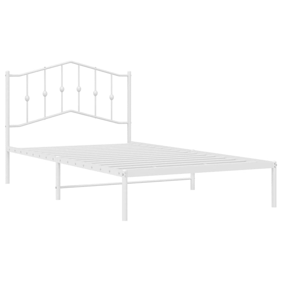 Bedframe Metaal 107 x 203 cm Wit met hoofdbord