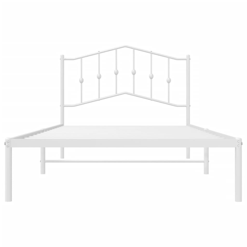 Bedframe Metaal 107 x 203 cm Wit met hoofdbord