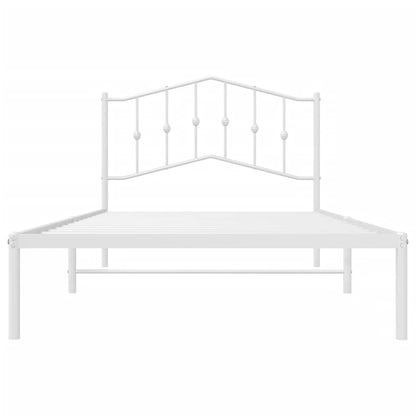 Bedframe Metaal 107 x 203 cm Wit met hoofdbord