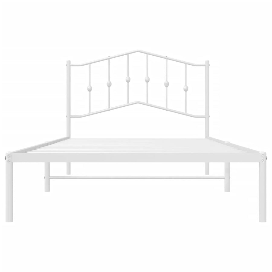 Bedframe Metaal 107 x 203 cm Wit met hoofdbord