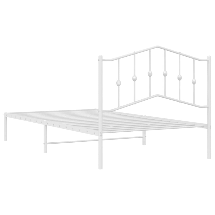 Bedframe Metaal 107 x 203 cm Wit met hoofdbord