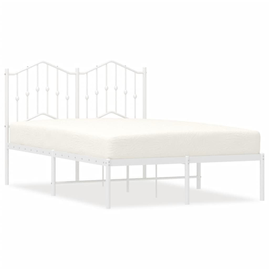 Bedframe Metaal 120 x 190 cm Wit met hoofdbord