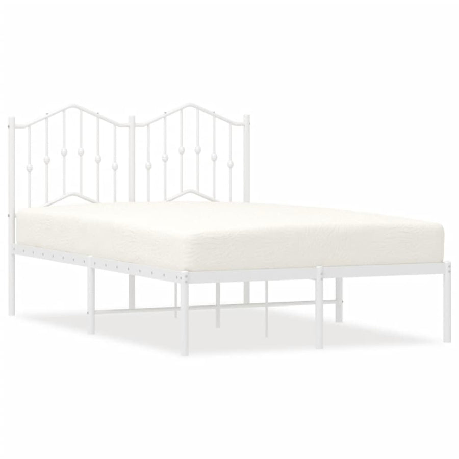 Bedframe Metaal 120 x 190 cm Wit met hoofdbord