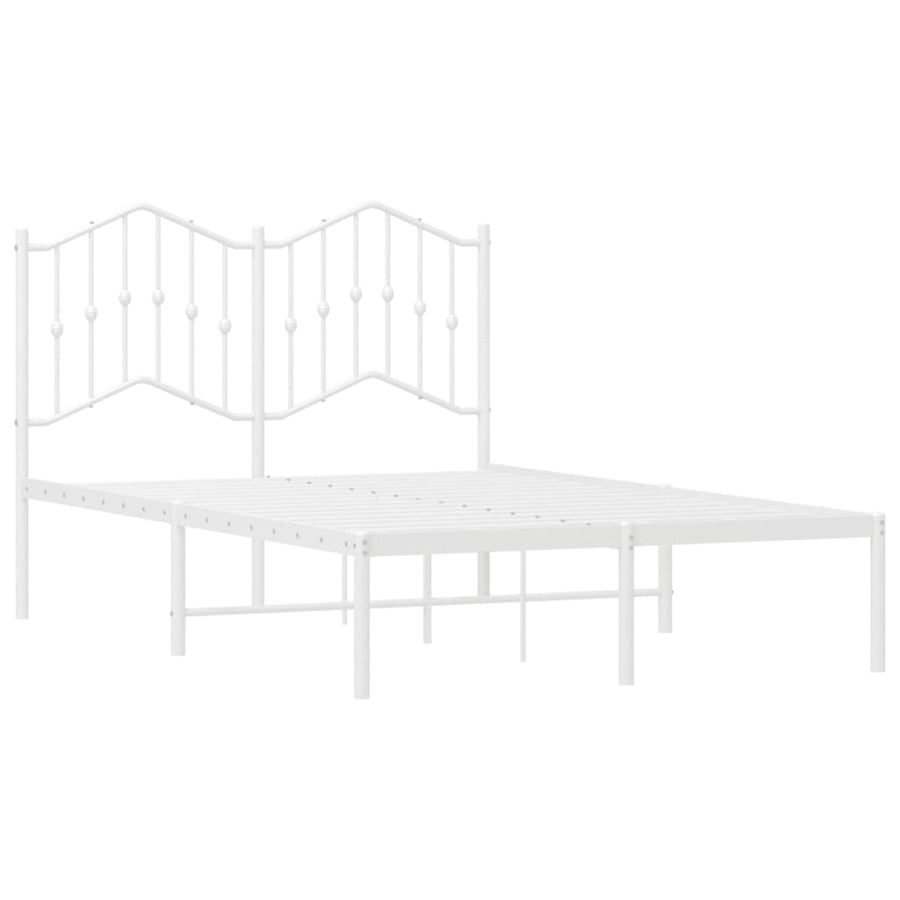 Bedframe Metaal 120 x 190 cm Wit met hoofdbord