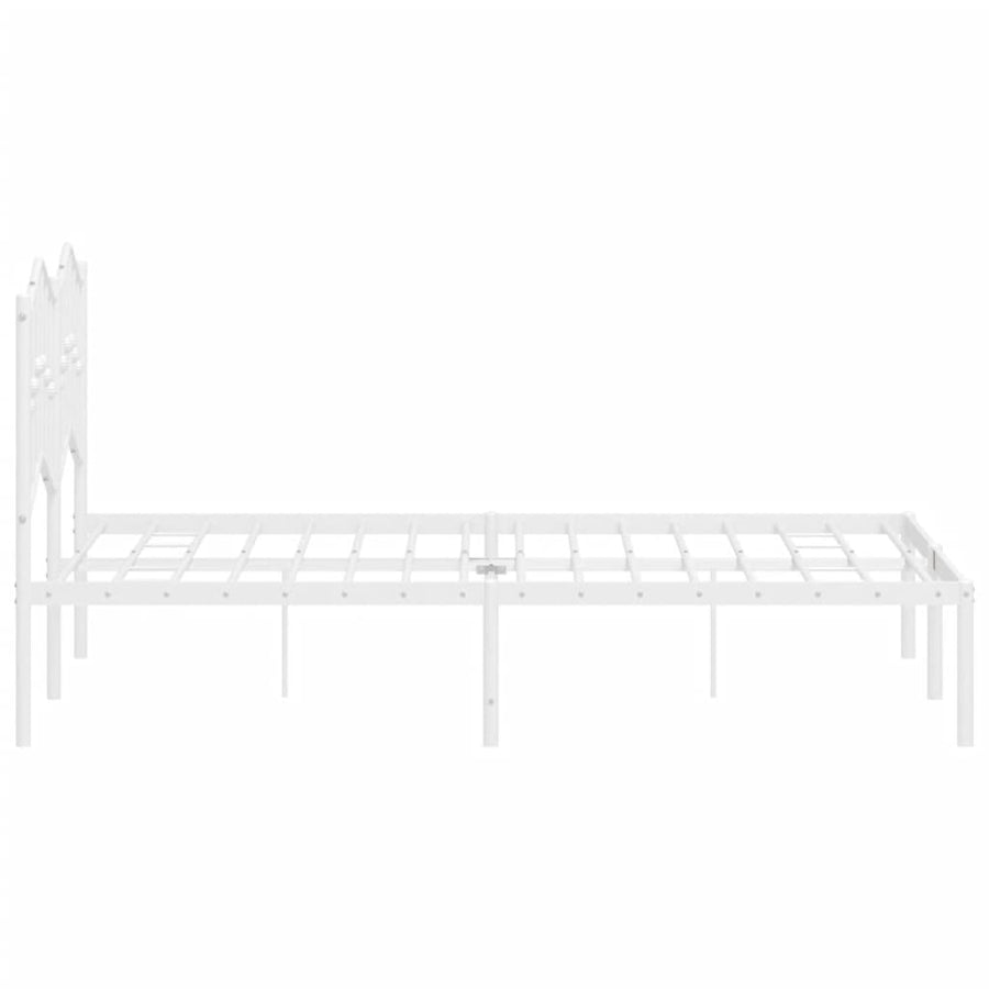 Bedframe Metaal 120 x 190 cm Wit met hoofdbord