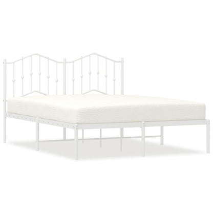 Bedframe Metaal 135 x 190 cm Wit met hoofdbord