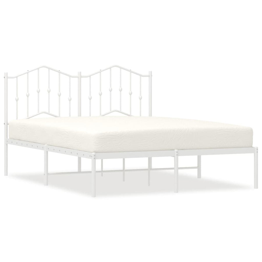 Bedframe Metaal 135 x 190 cm Wit met hoofdbord