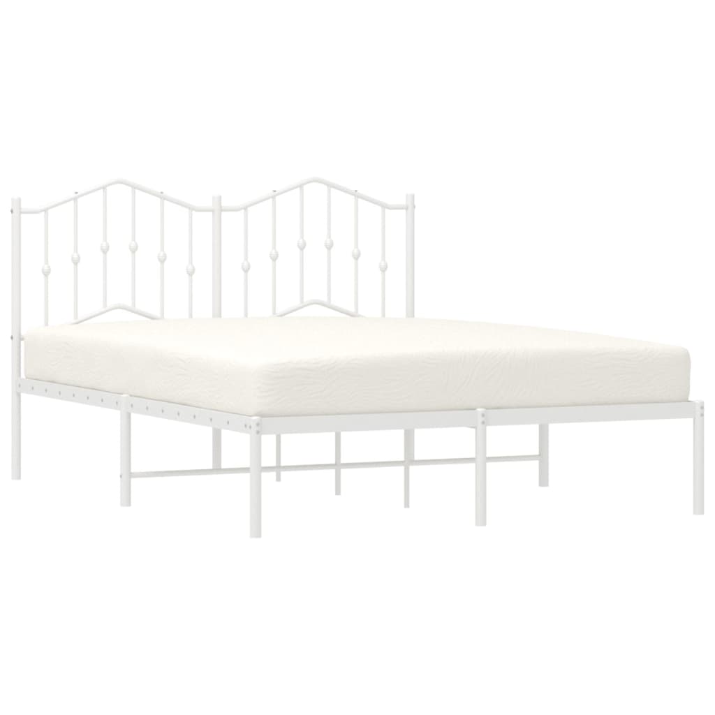 Bedframe Metaal 135 x 190 cm Wit met hoofdbord