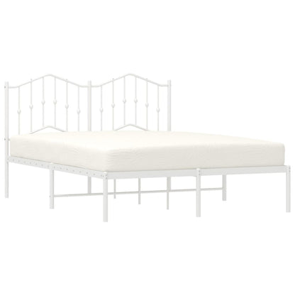 Bedframe Metaal 135 x 190 cm Wit met hoofdbord