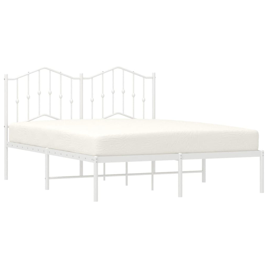 Bedframe Metaal 135 x 190 cm Wit met hoofdbord