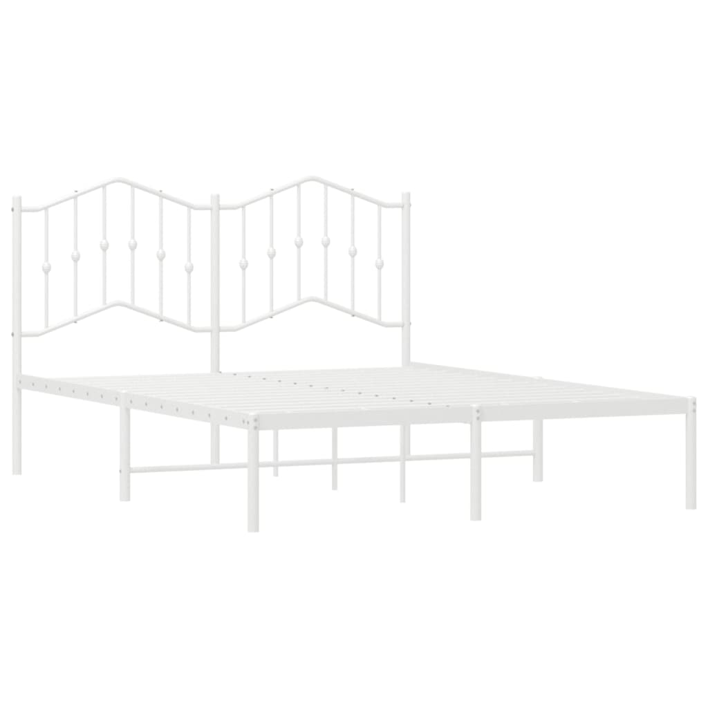 Bedframe Metaal 135 x 190 cm Wit met hoofdbord