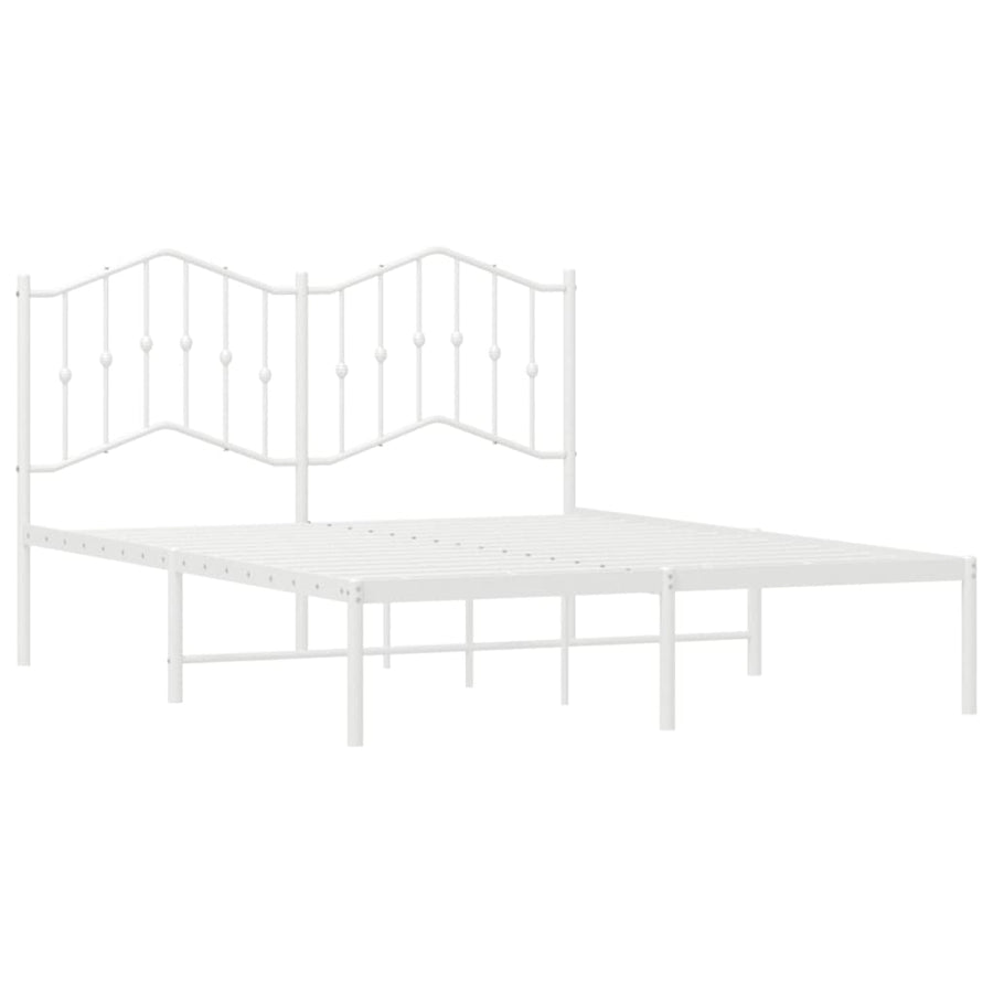 Bedframe Metaal 135 x 190 cm Wit met hoofdbord