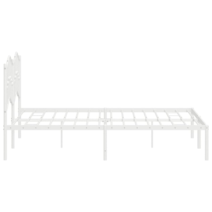 Bedframe Metaal 135 x 190 cm Wit met hoofdbord