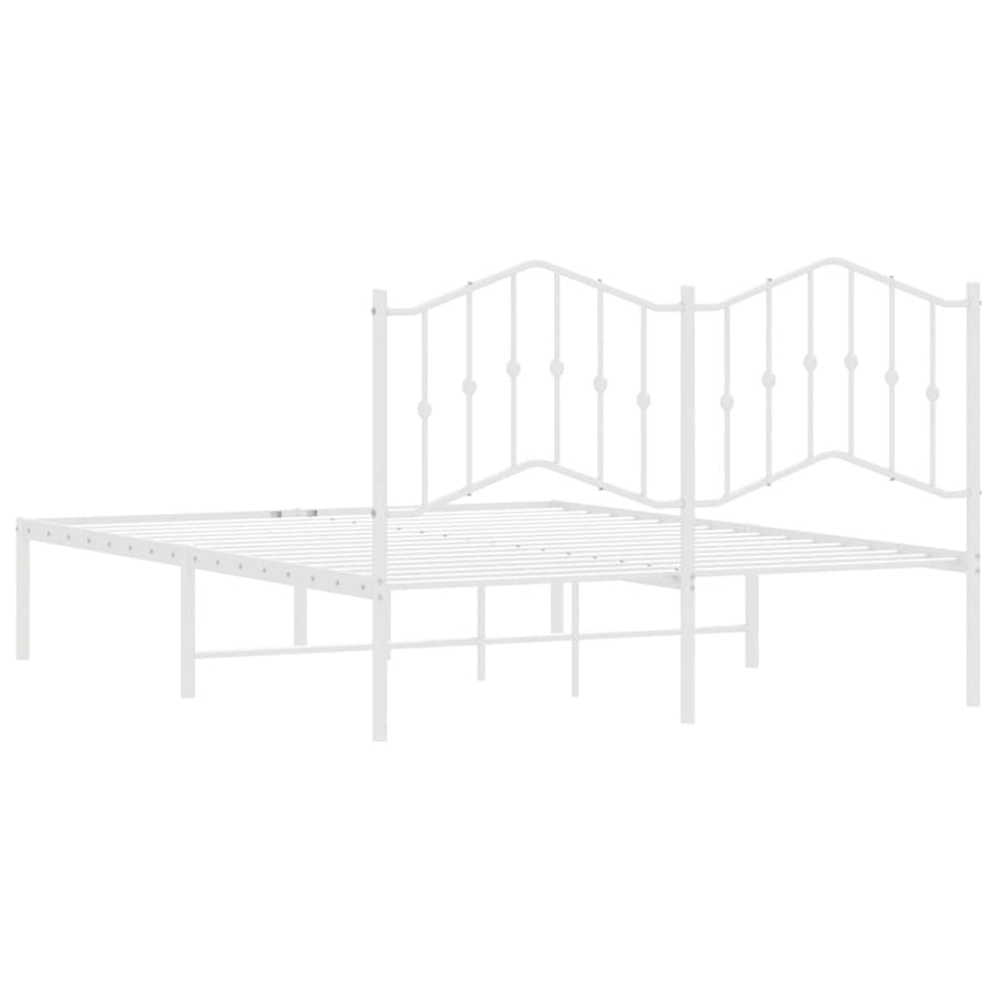 Bedframe Metaal 135 x 190 cm Wit met hoofdbord