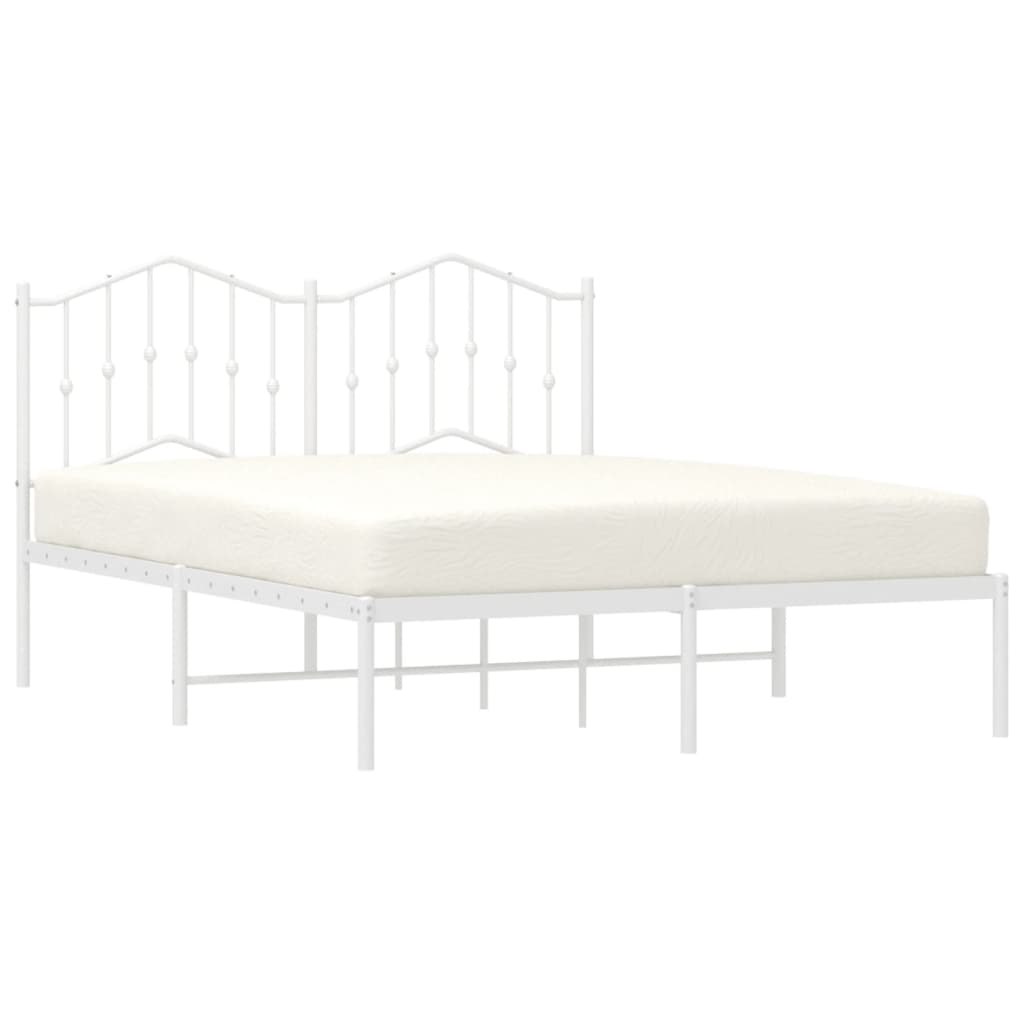 Bedframe Metaal 140 x 190 cm Wit met hoofdbord