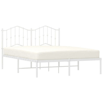 Bedframe Metaal 140 x 190 cm Wit met hoofdbord