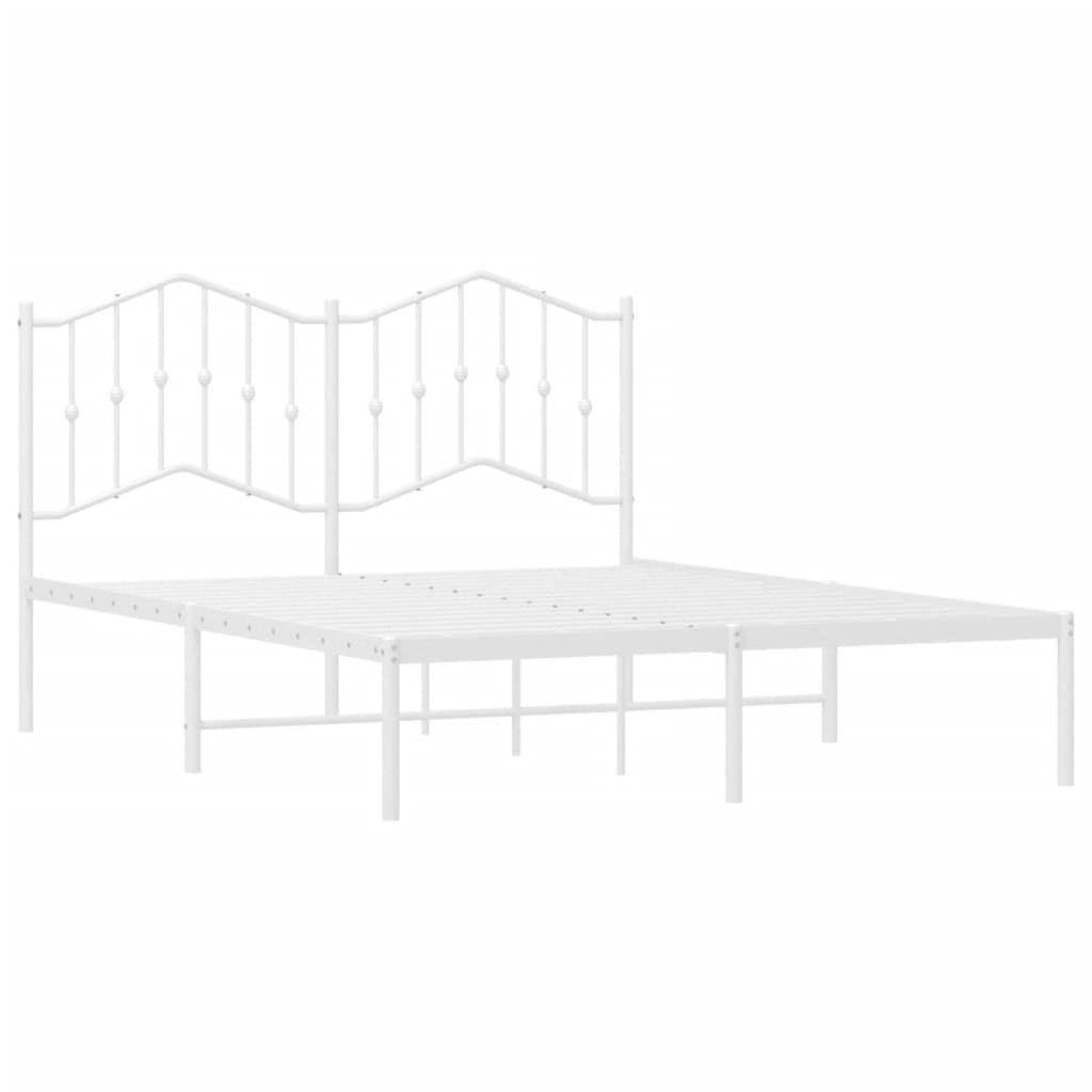 Bedframe Metaal 140 x 190 cm Wit met hoofdbord