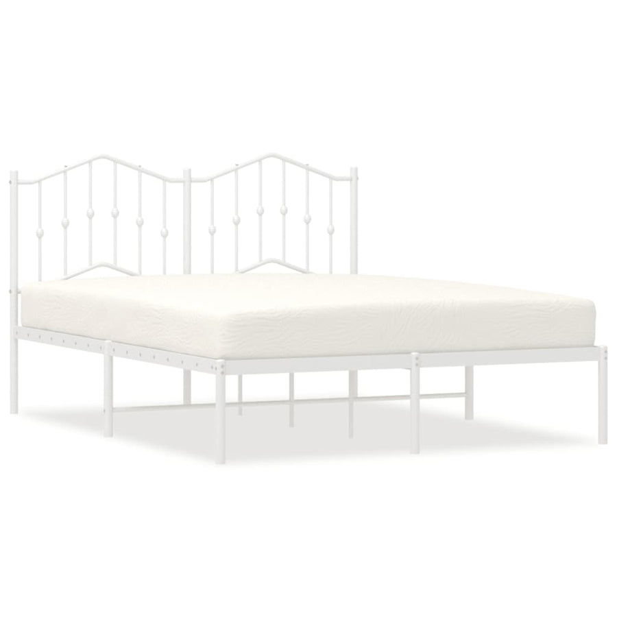 Bedframe Metaal 150 x 200 cm Wit met hoofdbord