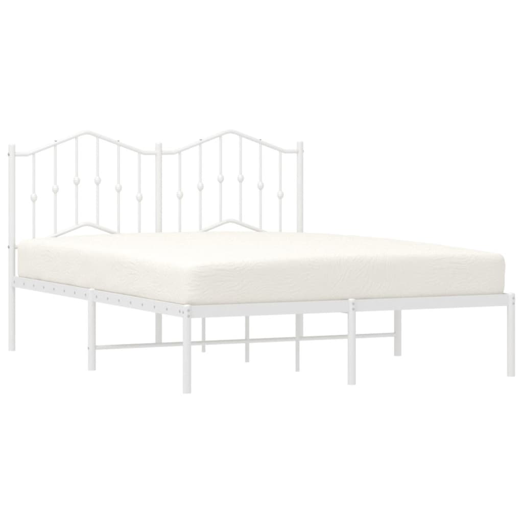 Bedframe Metaal 150 x 200 cm Wit met hoofdbord