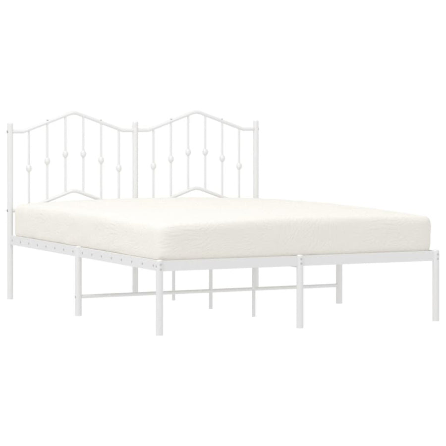 Bedframe Metaal 150 x 200 cm Wit met hoofdbord