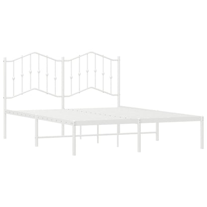 Bedframe Metaal 150 x 200 cm Wit met hoofdbord