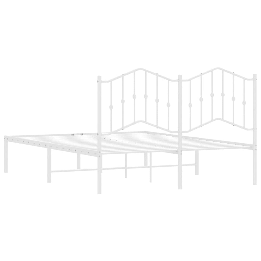 Bedframe Metaal 150 x 200 cm Wit met hoofdbord