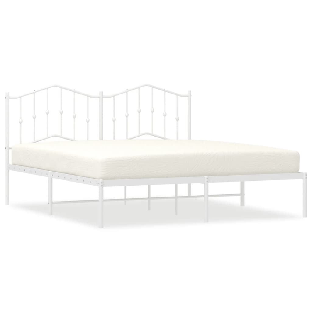 Bedframe Metaal 160 x 200 cm Wit met hoofdbord
