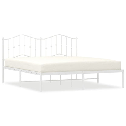 Bedframe Metaal 160 x 200 cm Wit met hoofdbord