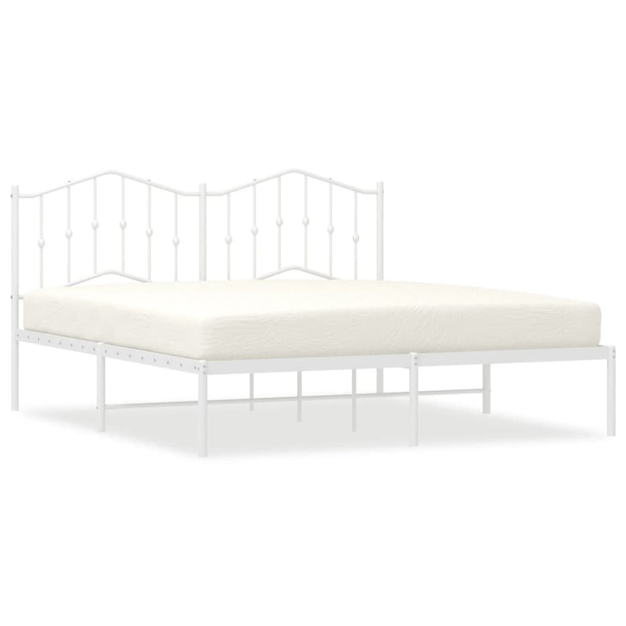 Bedframe Metaal 160 x 200 cm Wit met hoofdbord