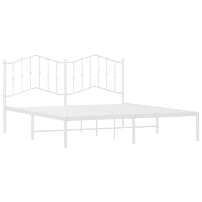 Bedframe Metaal 160 x 200 cm Wit met hoofdbord