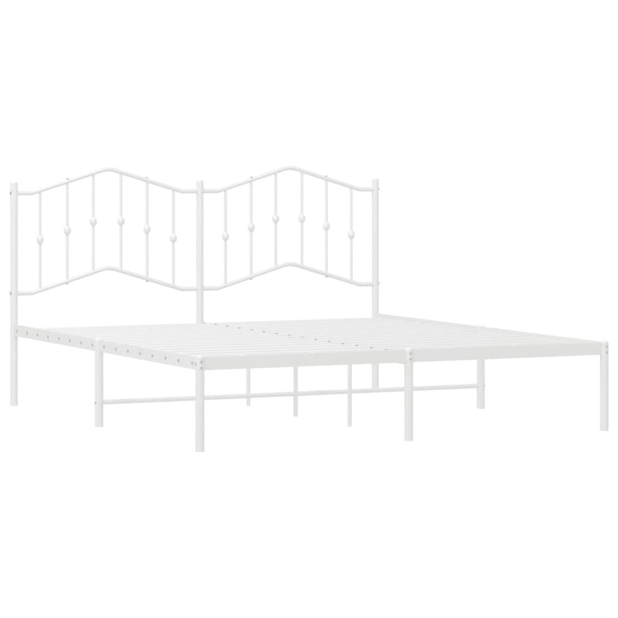 Bedframe Metaal 160 x 200 cm Wit met hoofdbord