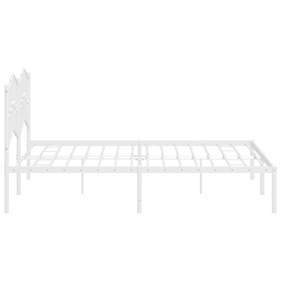 Bedframe Metaal 160 x 200 cm Wit met hoofdbord