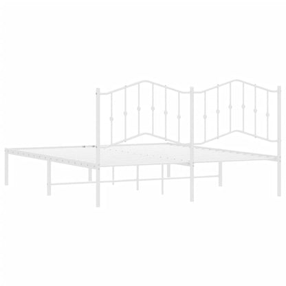 Bedframe Metaal 160 x 200 cm Wit met hoofdbord
