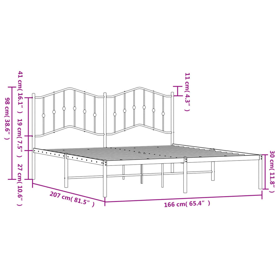 Bedframe Metaal 160 x 200 cm Wit met hoofdbord